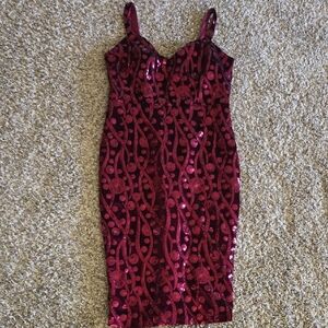 Tatyana Deep Red Sequin Dress